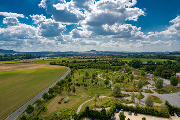 View from Sky Striker (Himmelsstürmer) lookout tower, Schwäbisch Gmünd, Baden Württemberg, Germany.