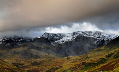 snow capped mountains in Snowdonia, Wales 