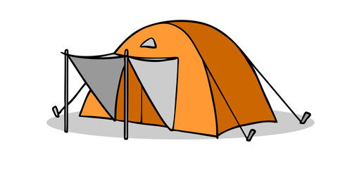 Dome tent with canopy as a tent clipart concept © Robert Kneschke