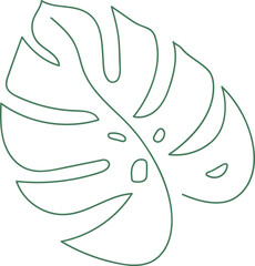 Monstera Leaf Line Drawing Miniaml