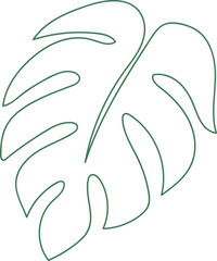 Monstera Leaf Line Drawing Miniaml