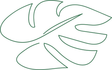 Monstera Leaf Line Drawing Miniaml