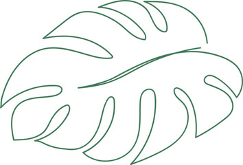 Monstera Leaf Line Drawing Miniaml