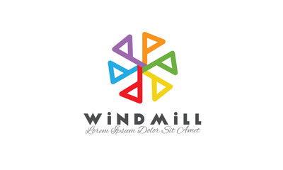 Colorful windmill logo design template vector illustration