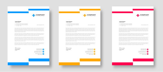 corporate modern letterhead design template set with yellow, blue and red color. creative modern letter head design templates for your project. letterhead design. letter head design.
