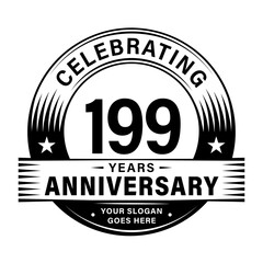 199 years anniversary celebration design template. 199th logo vector illustrations.
