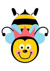 Cute queen bee with crown
