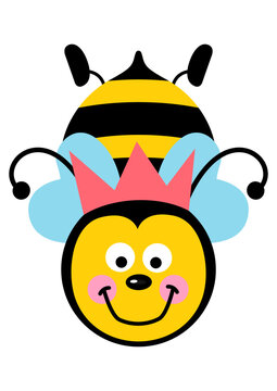 Cute queen bee with crown