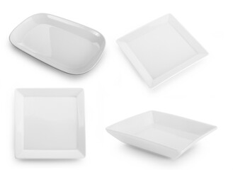 set of plate isolated on white background