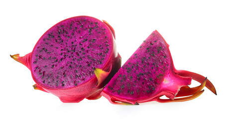 Red Dragon fruit isolated on white background.