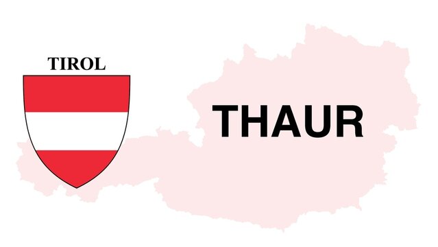 Thaur: Illustration mit dem Ortsnamen der Österreichischen Stadt Thaur im Bundesland Tirol