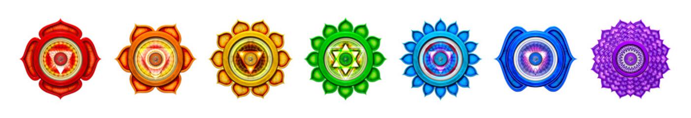 Illustration of the seven main chakras.