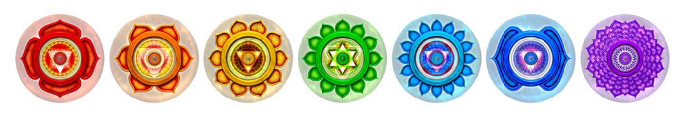 Illustration of the seven main chakras.