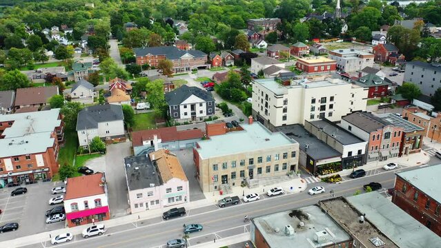Aerial view of Thorold, Ontario, Canada on fine day 4K