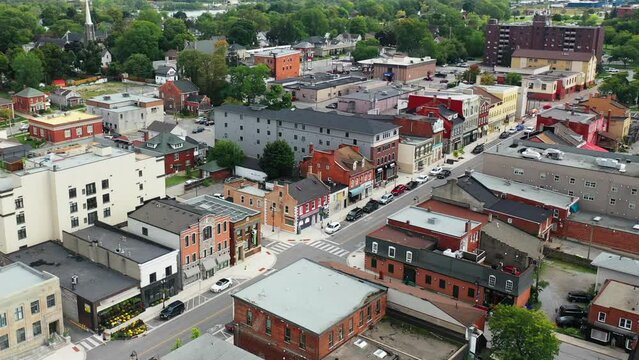 Aerial of Thorold, Ontario, Canada on fine day 4K