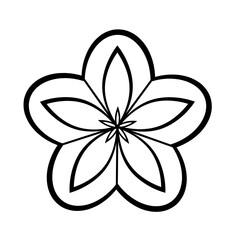 Black line art flower icon illustration, flower head outline decoration.