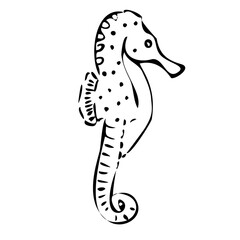 Fish black and white line art illustration PNG with transparent background.