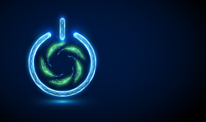 Abstract green leafs in circle in power button