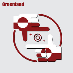 logo of the photographer design made from the flag of Greenland, conceptual vector.