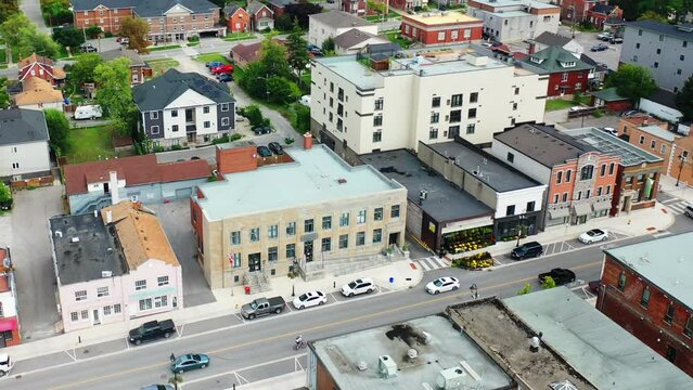 Aerial scene of Thorold, Ontario, Canada on fine day 4K