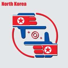 logo of the photographer design made from the flag of North Korea, conceptual vector.