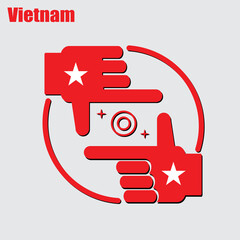 logo of the photographer design made from the flag of Vietnam, conceptual vector.