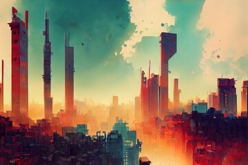 Conceptual Ai Generated Image (not actual) - Beirut. High quality 2d illustration