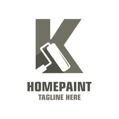 Letter K House Painting Logo Design Template Inspiration, Vector Illustration.