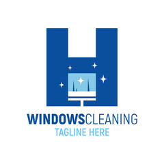 Letter H Window Cleaning Logo Design Template Inspiration, Vector Illustration.