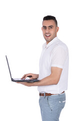 typing on the laptop