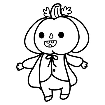 Halloween cartoon cute  bear  pumpkins head outline illustration for coloring page 
