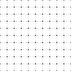 Square seamless background pattern from geometric shapes are different sizes and opacity. The pattern is evenly filled with small black triangle symbols. Vector illustration on white background