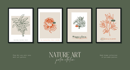 Bohemian poster collection with wildflowers and botanical illustrations for your wall art gallery
