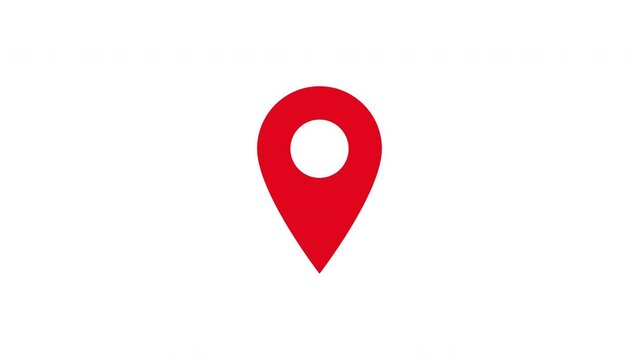 Animation of red map location pin appearing on white background