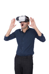 frightened VR glasses player