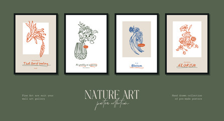 Bohemian poster collection with wildflowers and botanical illustrations for your wall art gallery

