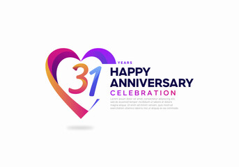31 years anniversary colorful icon logo design vector template