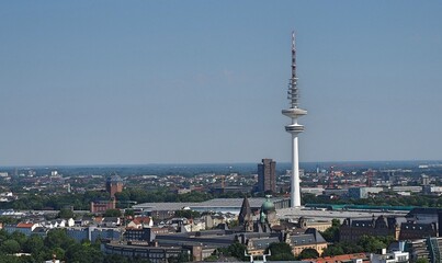 view of the television tower in Hamburg