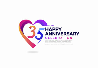 35 years anniversary colorful icon logo design vector template