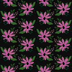 Floral simple seamless flower and polka dots pattern for wrapping and kids clothes print and accessories and fabrics