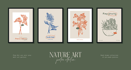 Bohemian poster collection with wildflowers and botanical illustrations for your wall art gallery
