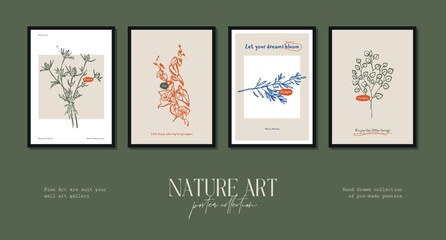 Bohemian poster collection with wildflowers and botanical illustrations for your wall art gallery