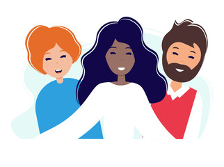 World smile day. Smiling people together. Template for banner, postcard, card, invitation. Illustration in flat style.