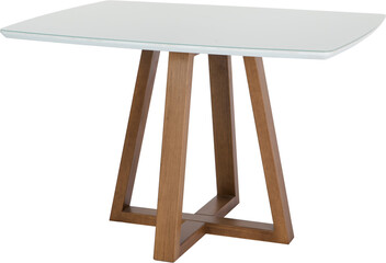 Wooden modern Table on white background.