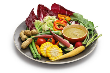 vegetable salad and bagna cauda (a garlic and anchovy sauce for dipping vegetables)