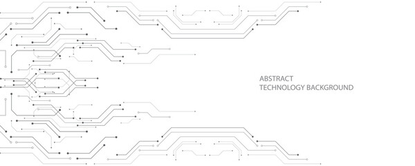 Gray and white technology background image Line design for communication connections in digital systems Hi-tech technology pattern