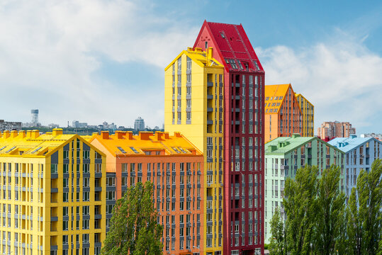 City Scape With Colorful Buildings