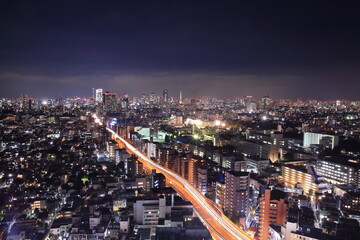 Fototapeta na wymiar 三軒茶屋にあるキャロットタワーから見る東京の夜景