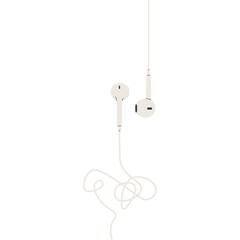 White wired headphones on a transparent background