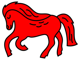 Horse. Chinese horoscope 2026 year. Animal symbol illustration. Red doodle sketch